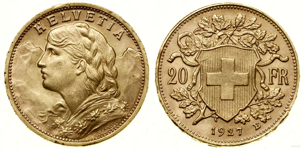 Szwajcaria, 20 franków, 1927 B