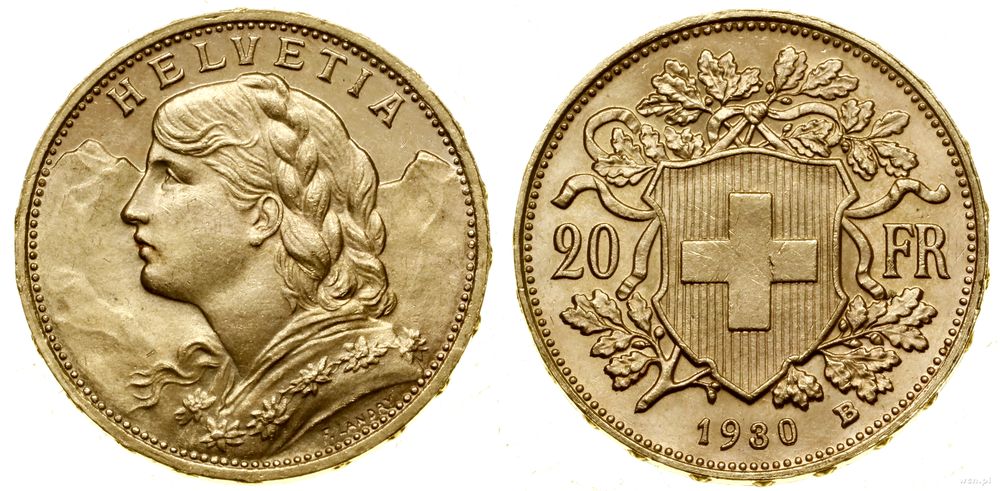 Szwajcaria, 20 franków, 1930 B