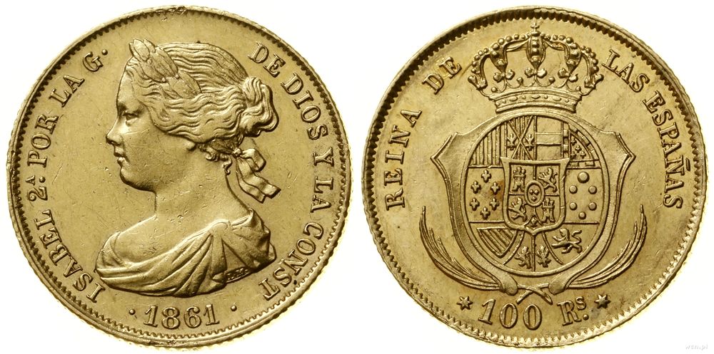 Hiszpania, 100 reali, 1861