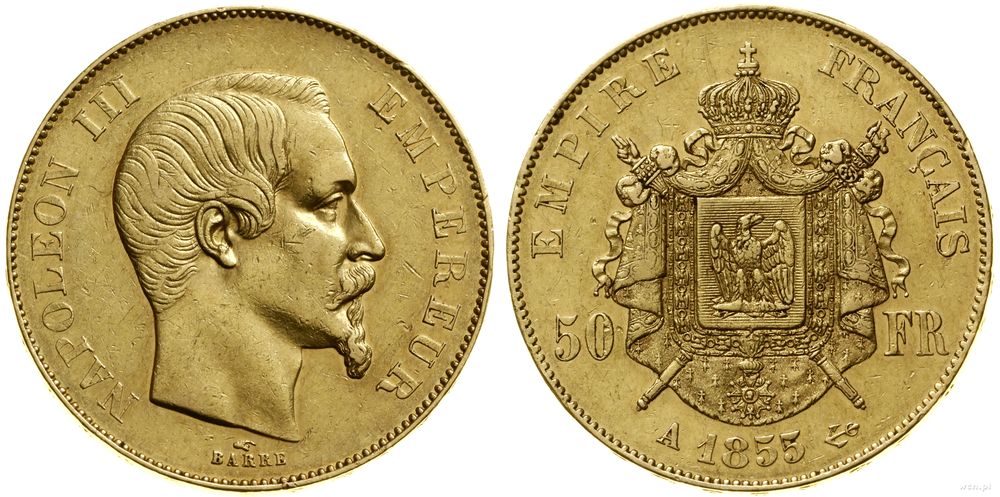 Francja, 50 franków, 1855 A