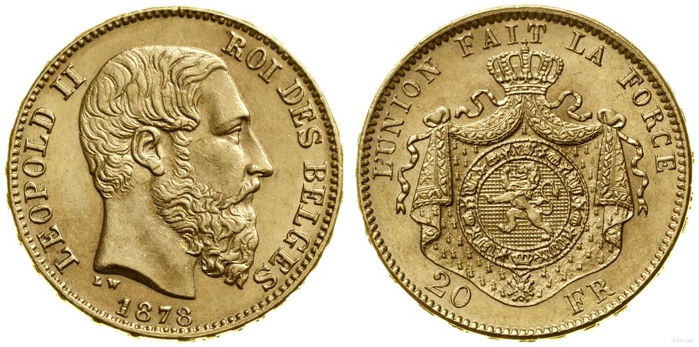 Belgia, 20 franków, 1878