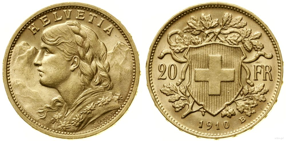 Szwajcaria, 20 franków, 1910 B