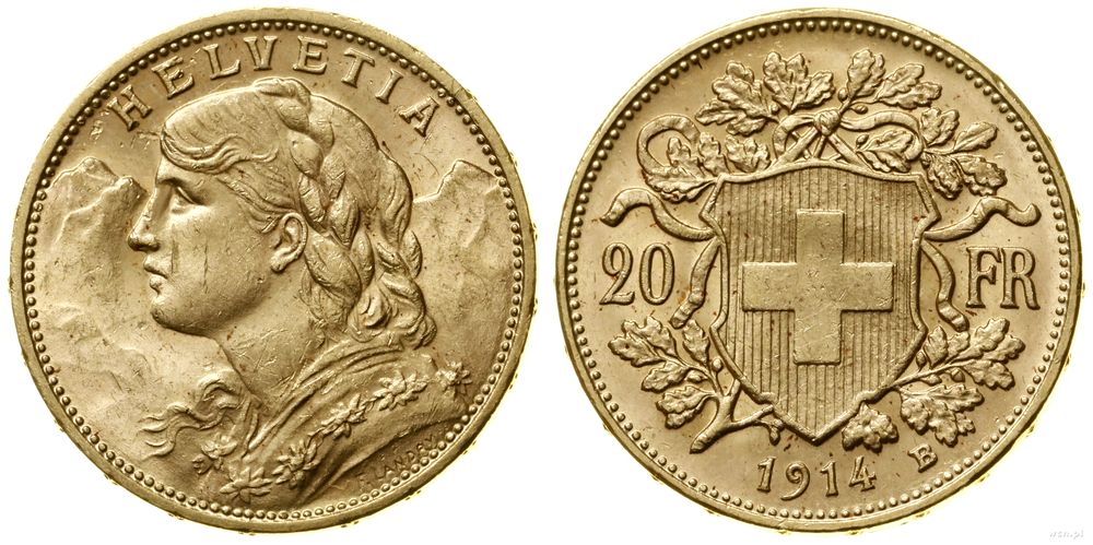 Szwajcaria, 20 franków, 1914 B