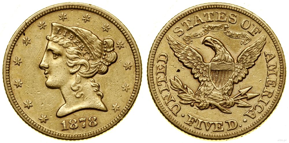 Stany Zjednoczone Ameryki (USA), 5 dolarów, 1878