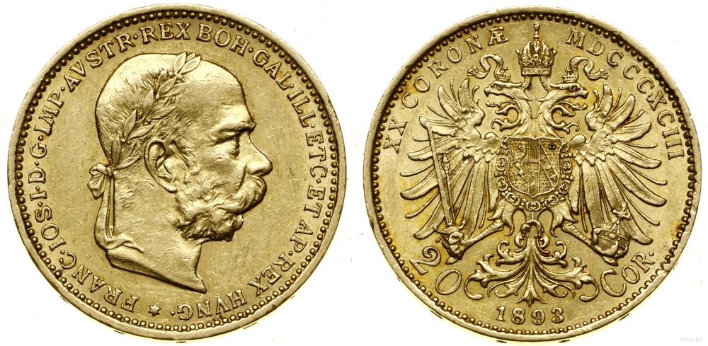 Austria, 20 koron, 1893