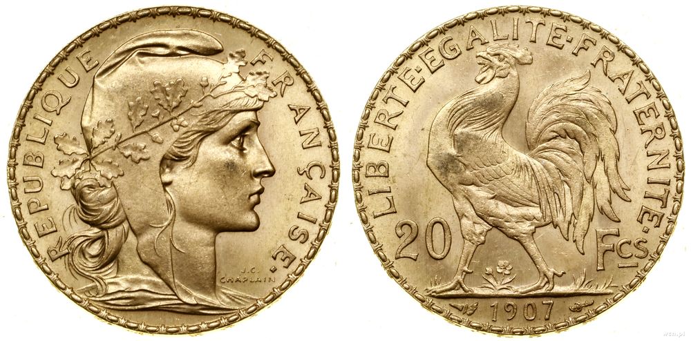 Francja, 20 franków, 1907