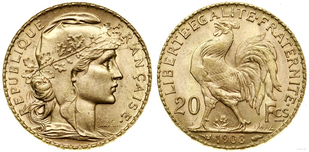 Francja, 20 franków, 1908