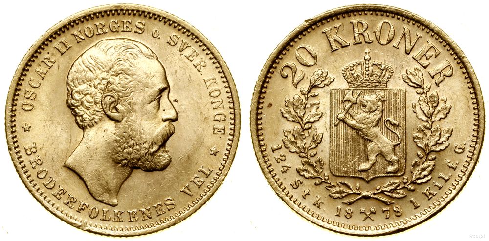 Norwegia, 20 koron, 1878