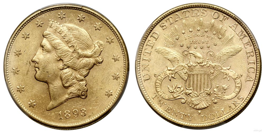 Stany Zjednoczone Ameryki (USA), 20 dolarów, 1893 S