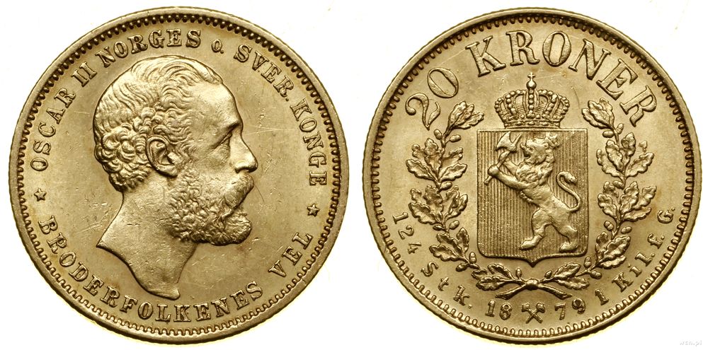 Norwegia, 20 koron, 1879
