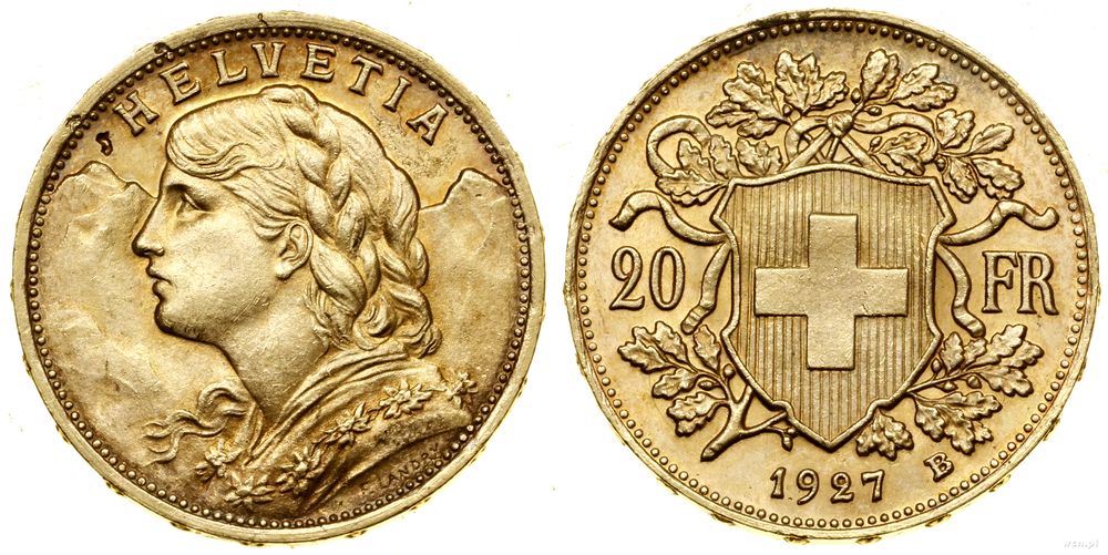 Szwajcaria, 20 franków, 1927 B