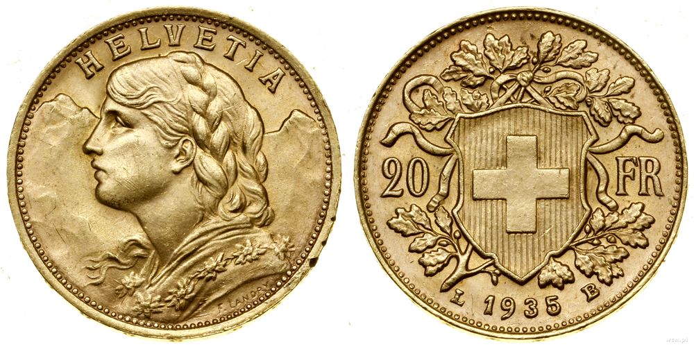 Szwajcaria, 20 franków, 1935 L-B