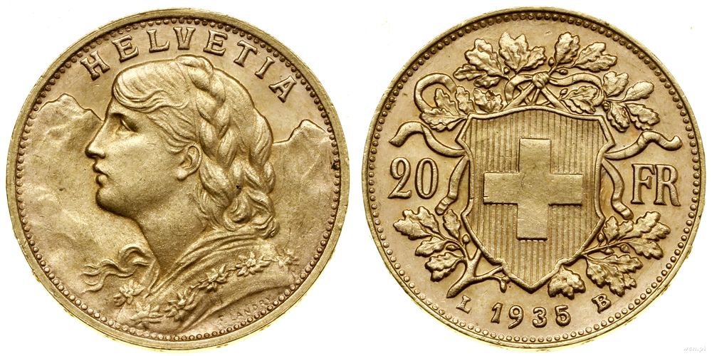 Szwajcaria, 20 franków, 1935 L-B