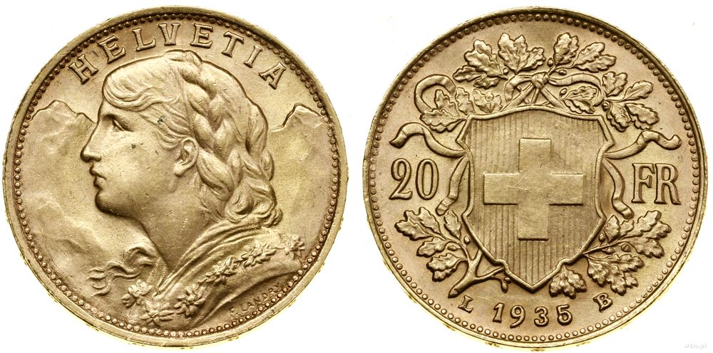 Szwajcaria, 20 franków, 1935 L-B