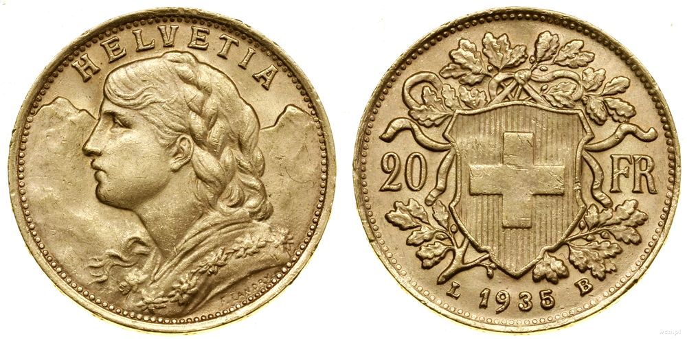 Szwajcaria, 20 franków, 1935 L-B