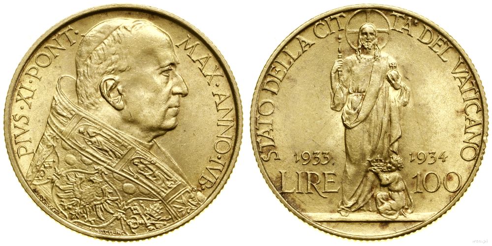 Watykan (Państwo Kościelne), 100 lirów, 1933
