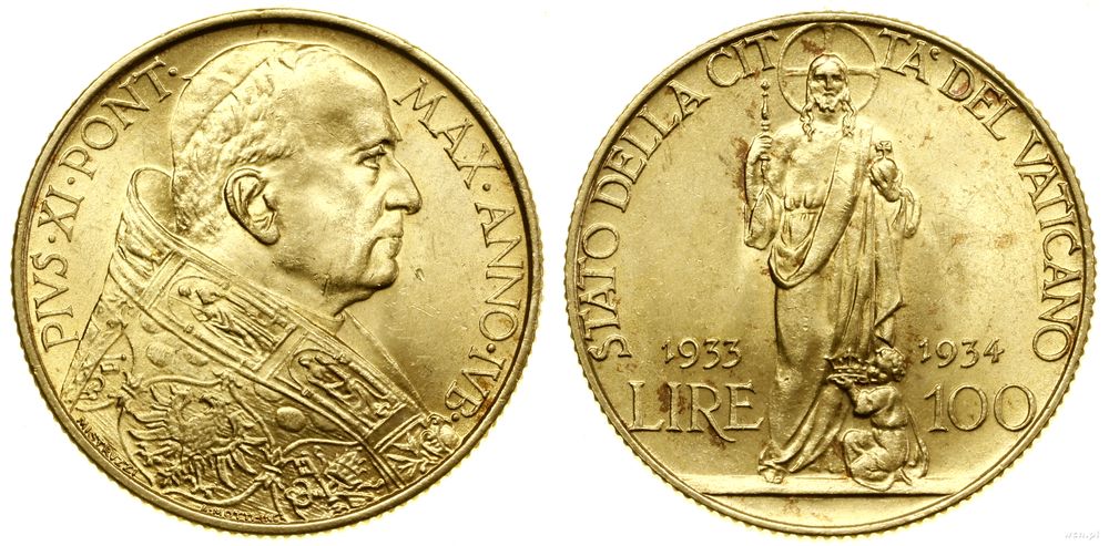Watykan (Państwo Kościelne), 100 lirów, 1933
