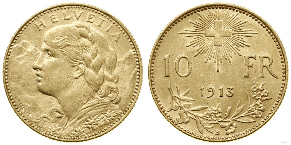 Szwajcaria, 10 franków, 1913 B