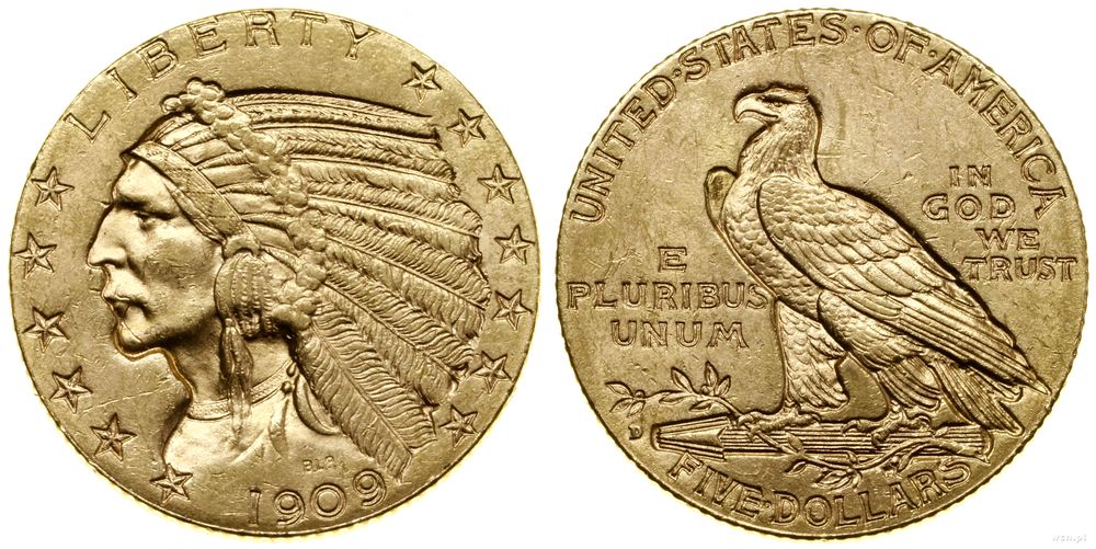 Stany Zjednoczone Ameryki (USA), 5 dolarów, 1909 D