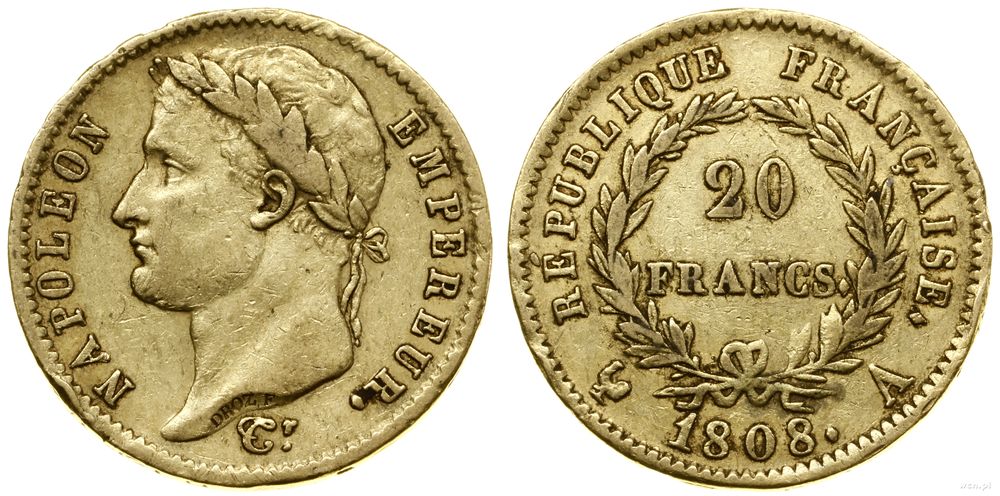 Francja, 20 franków, 1808 A