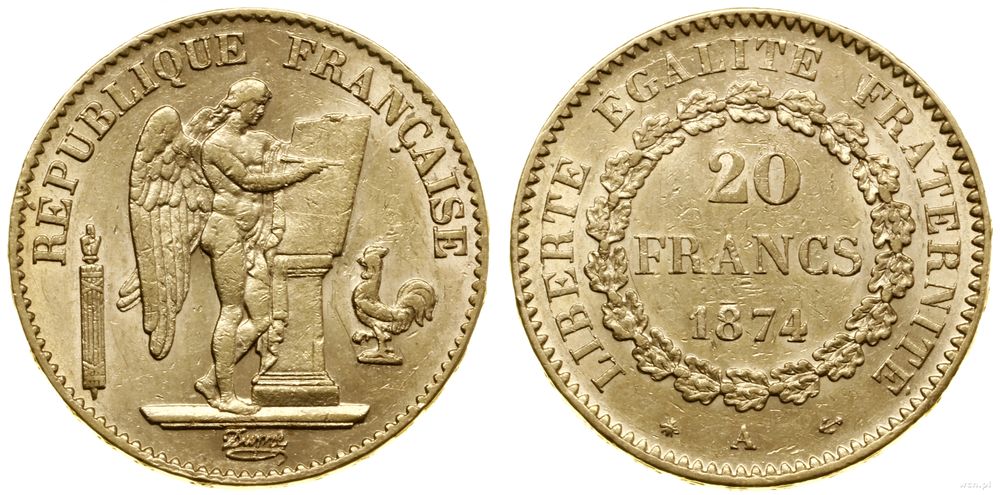 Francja, 20 franków, 1874 A