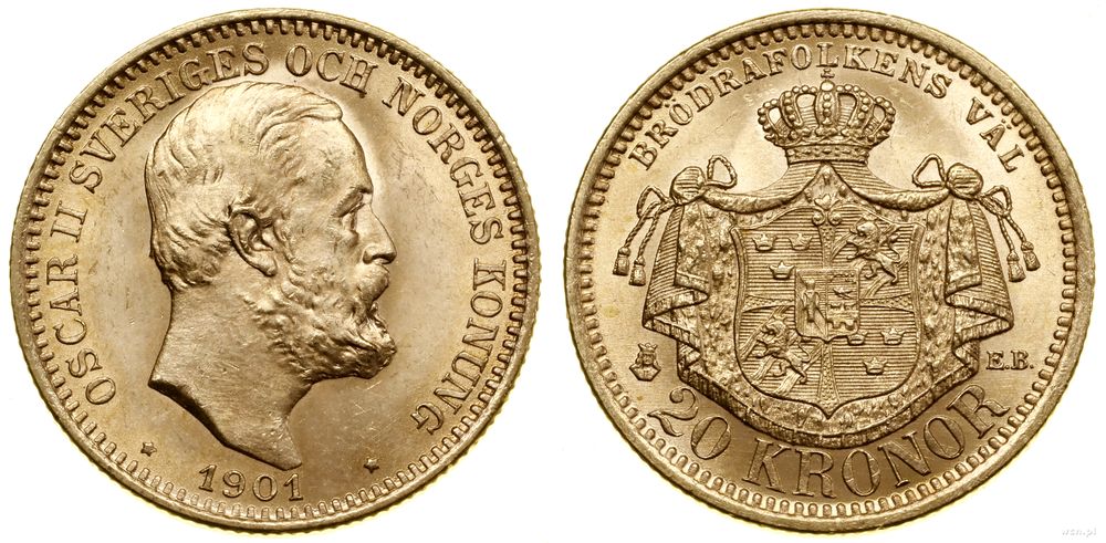 Szwecja, 20 koron, 1901 EB