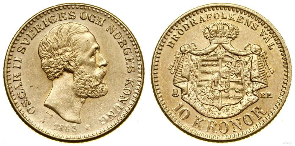 Szwecja, 10 koron, 1883 EB
