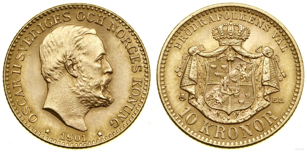 Szwecja, 10 koron, 1901 EB