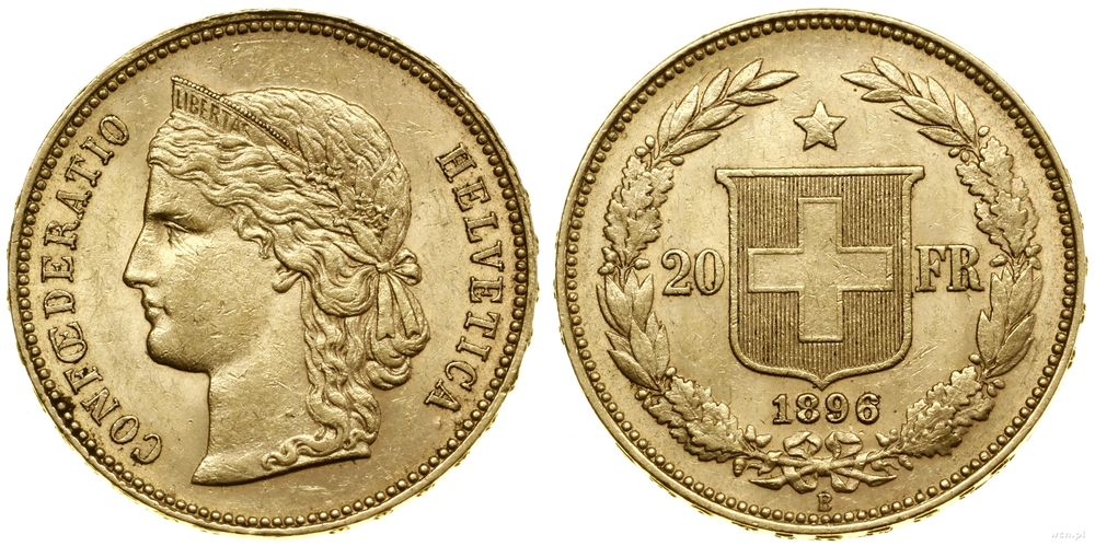 Szwajcaria, 20 franków, 1896 B
