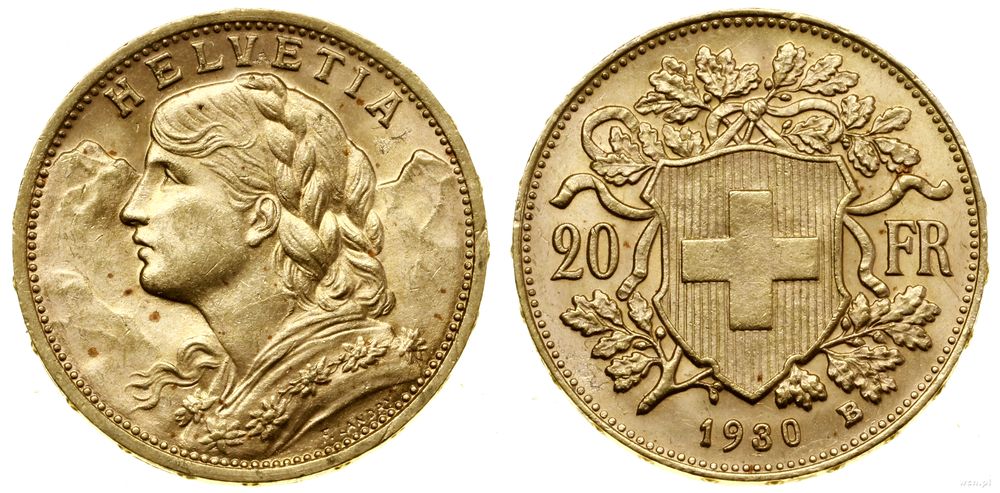 Szwajcaria, 20 franków, 1930 B