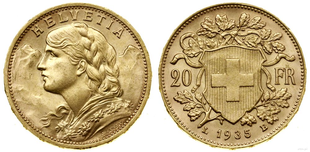 Szwajcaria, 20 franków, 1935 L-B