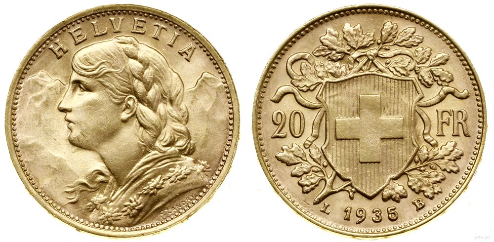 Szwajcaria, 20 franków, 1935 L-B