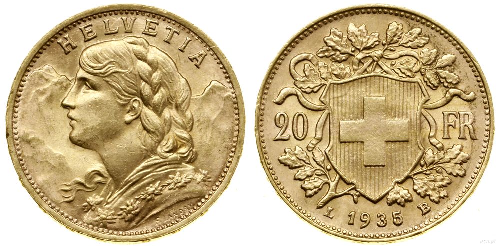 Szwajcaria, 20 franków, 1935 L-B