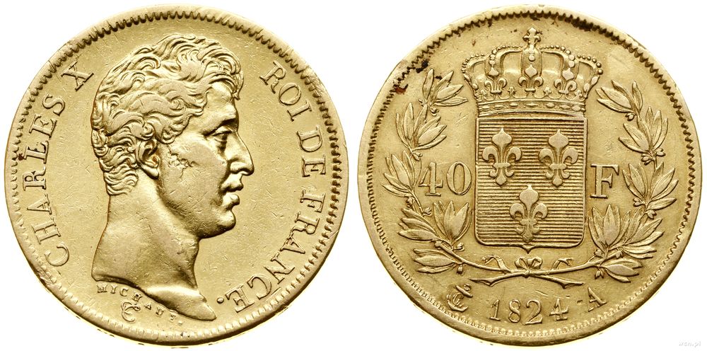Francja, 40 franków, 1824 A