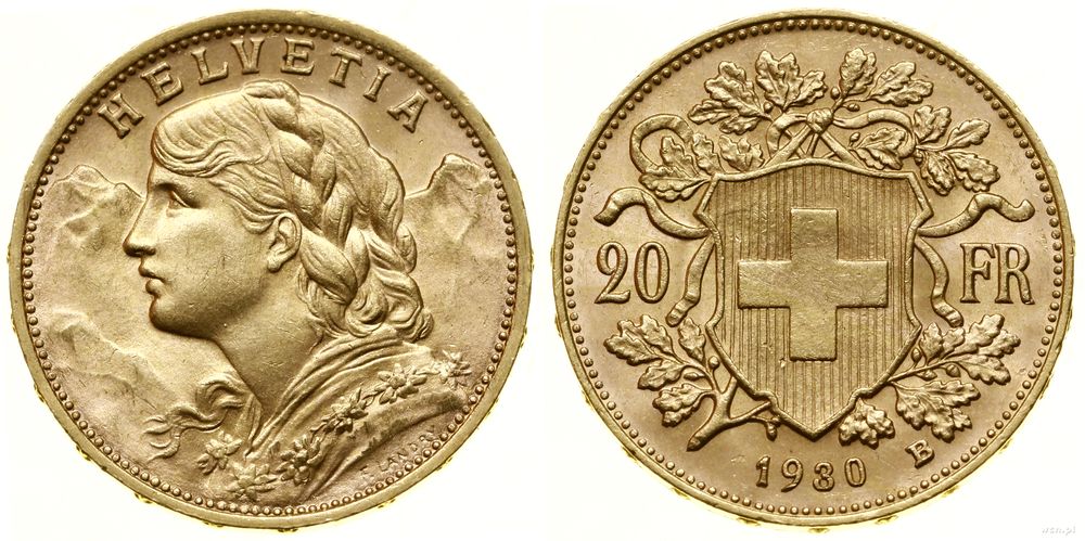 Szwajcaria, 20 franków, 1930 B