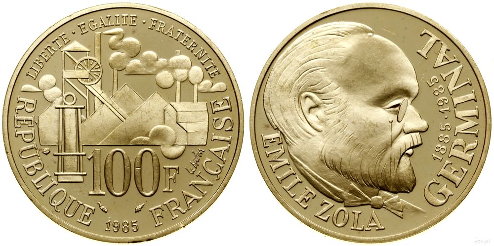 Francja, 100 franków = 1/2 uncji, 1985