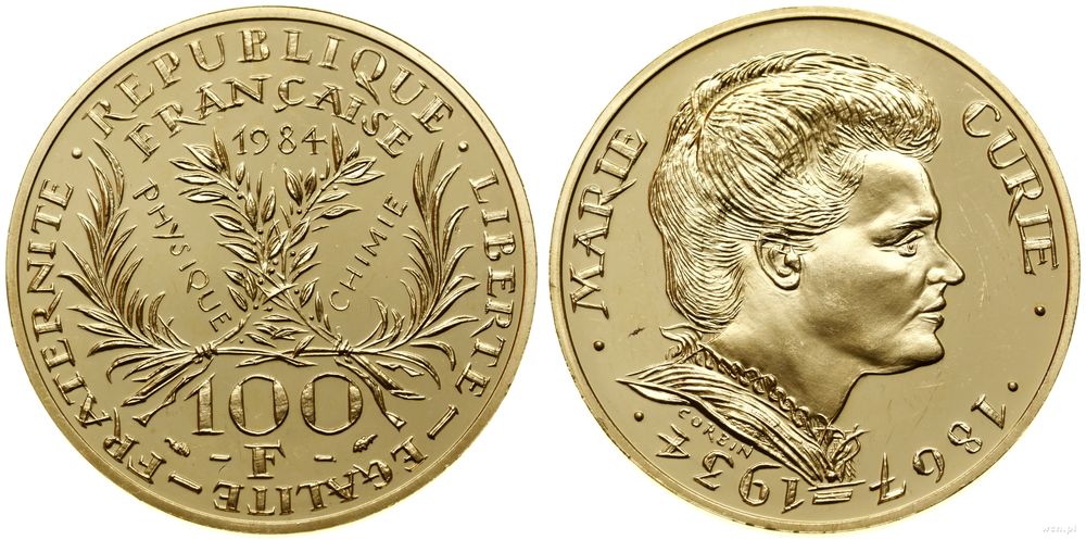 Francja, 100 franków = 1/2 uncji, 1984