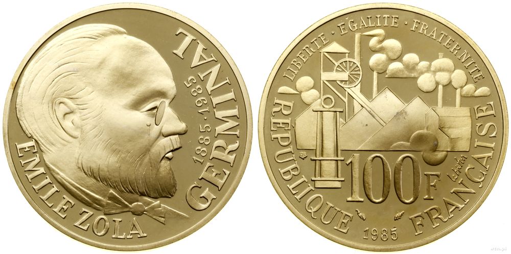 Francja, 100 franków = 1/2 uncji, 1985