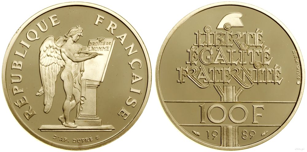 Francja, 100 franków = 1/2 uncji, 1989