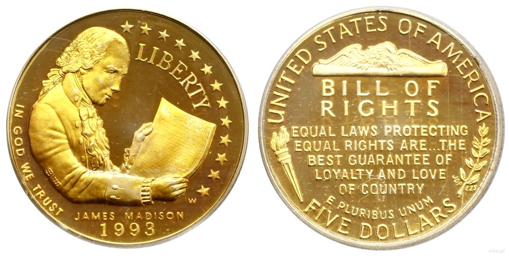 Stany Zjednoczone Ameryki (USA), 5 dolarów, 1993 W