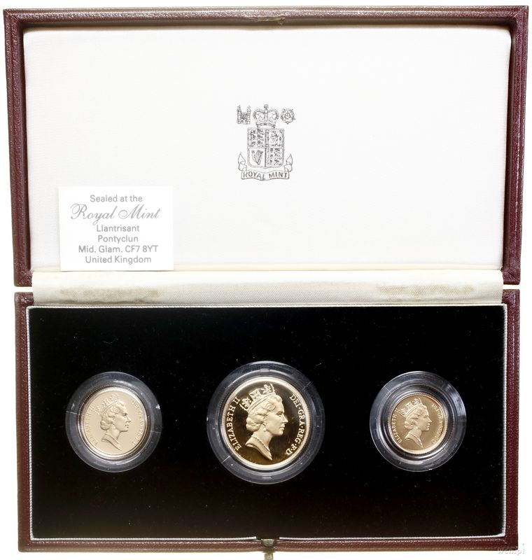 Wielka Brytania, zestaw: 1/2, 1 i 2 funty (1/2 + 1 + 2 sovereigns), 1987