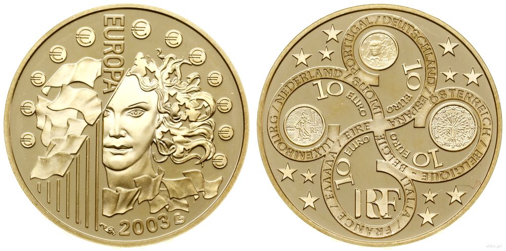 Francja, 10 euro = 1/4 uncji, 2003