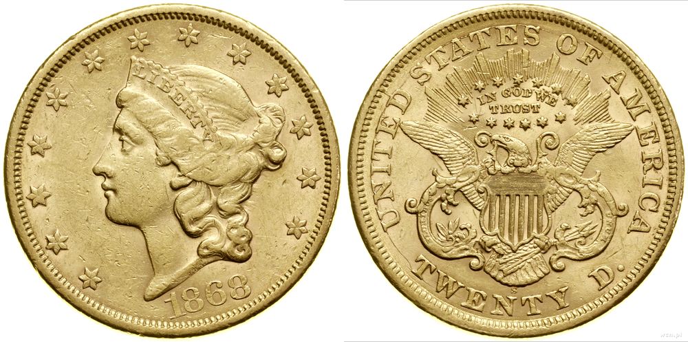 Stany Zjednoczone Ameryki (USA), 20 dolarów, 1868 S