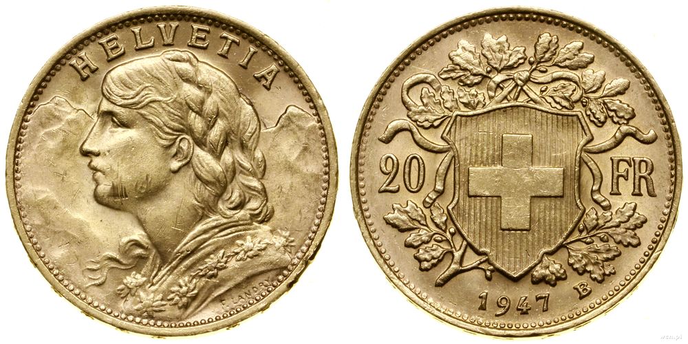 Szwajcaria, 20 franków, 1947