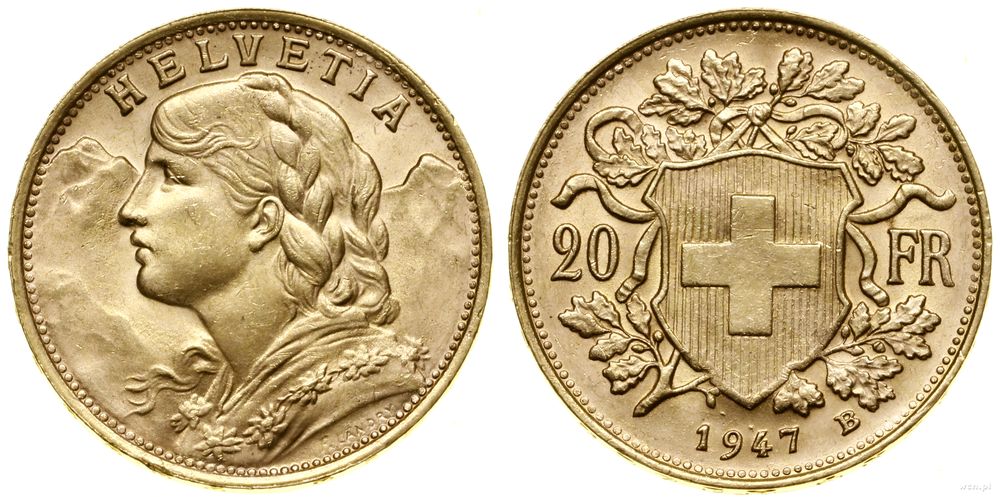 Szwajcaria, 20 franków, 1947