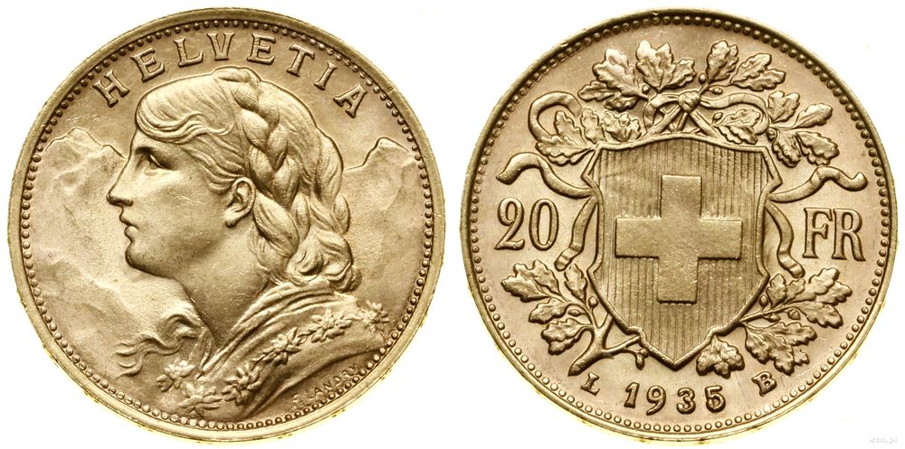 Szwajcaria, 20 franków, 1935 L-B