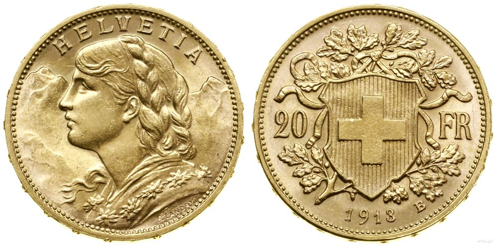 Szwajcaria, 20 franków, 1913 B