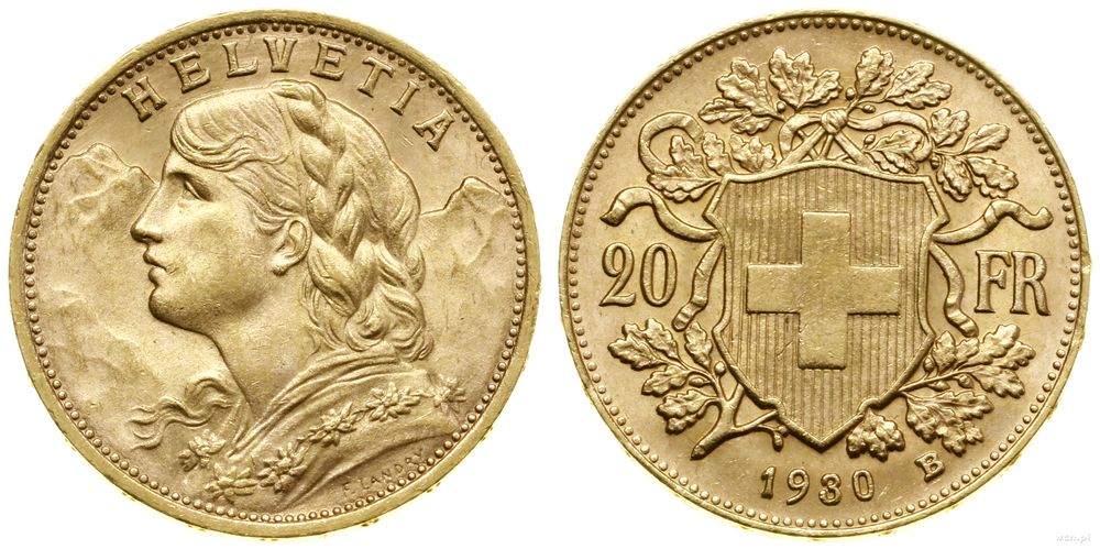 Szwajcaria, 20 franków, 1930 B