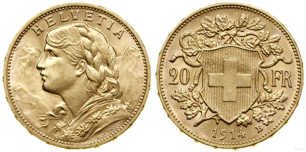 Szwajcaria, 20 franków, 1914 B
