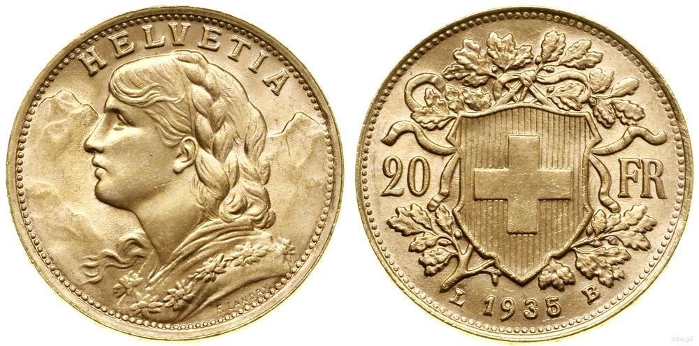 Szwajcaria, 20 franków, 1935 L-B